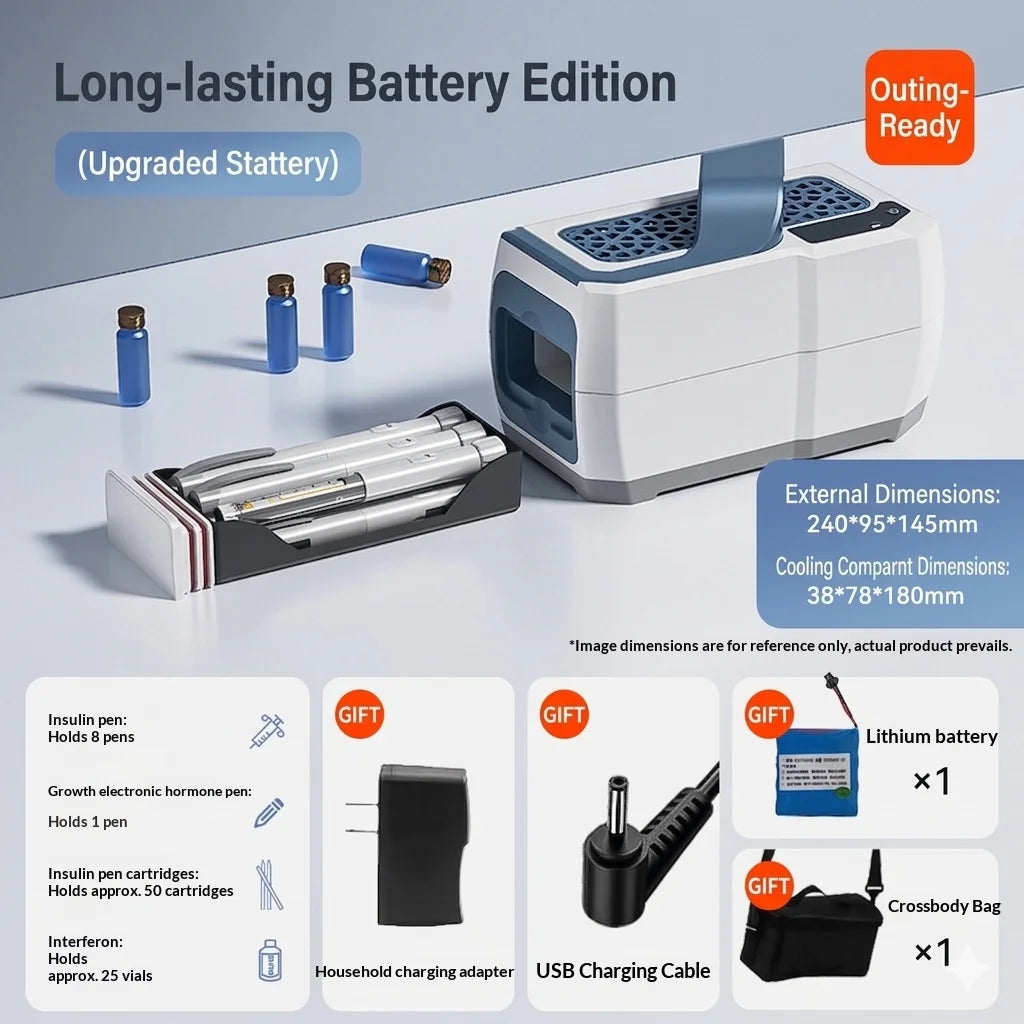 16800mAh Portable Insulin Cooler Case Mini Medicine Refrigerator 0-18C USB Charging Travel Cooling Box