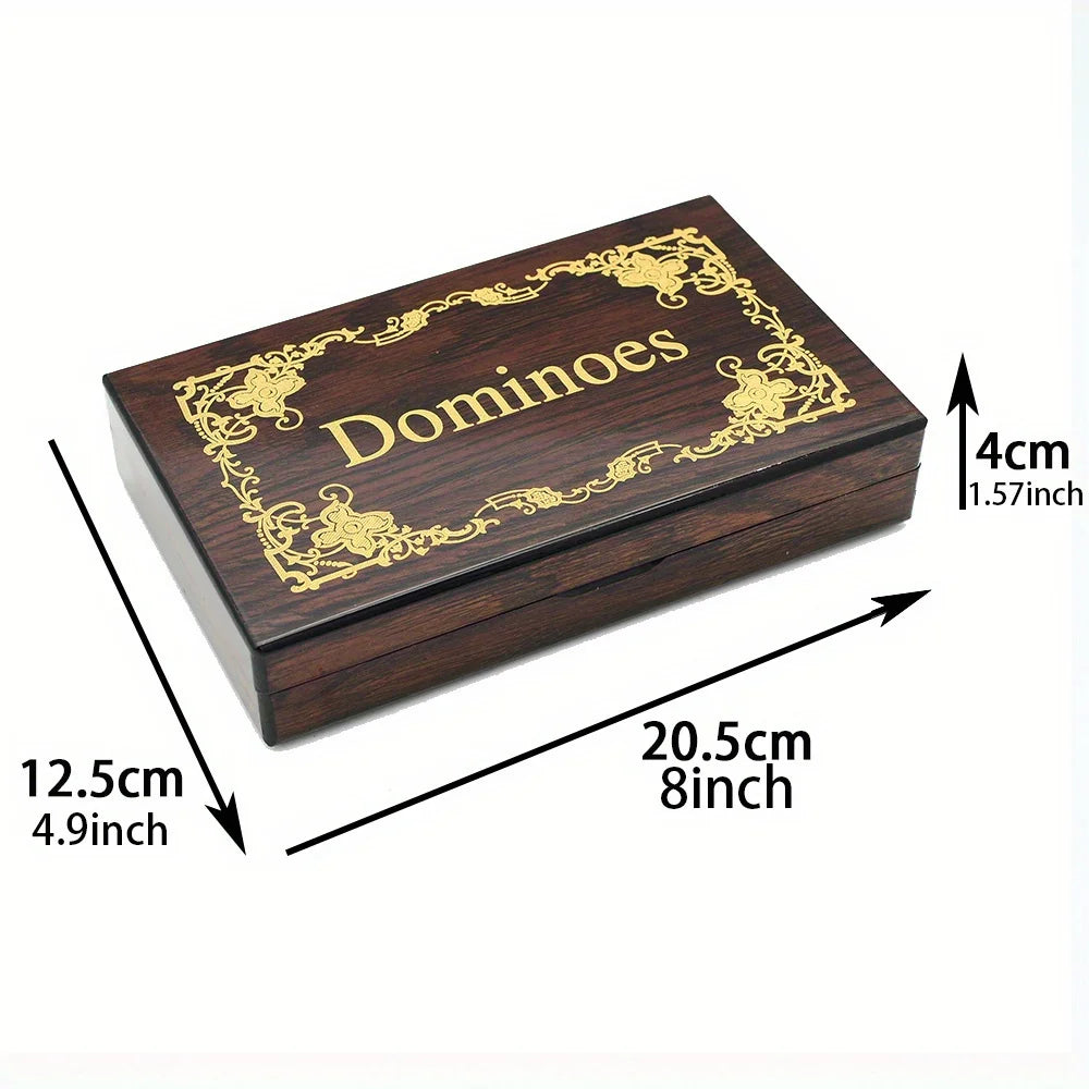 Classic Six-Dot Premium Wooden Domino Set for Family Fun with Elegant Storage Box, Travel-Friendly
