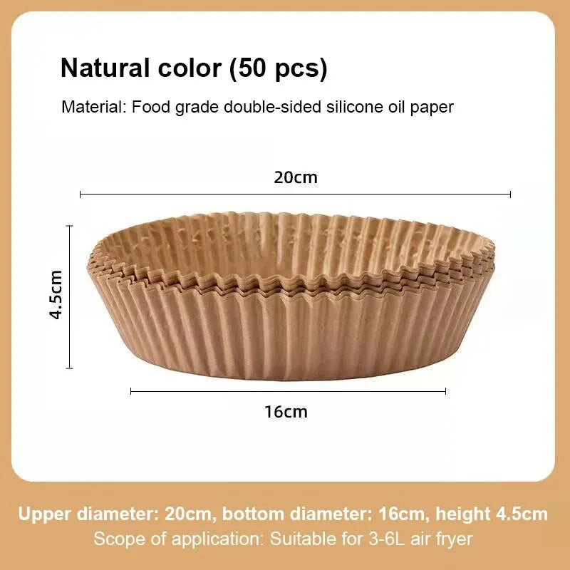 50/100pc Silicone Oil Paper Holder For Air Fryers Disposable Baking Oil Absorbing Baking Tray Paper Food Grade Non Stick Kitchen