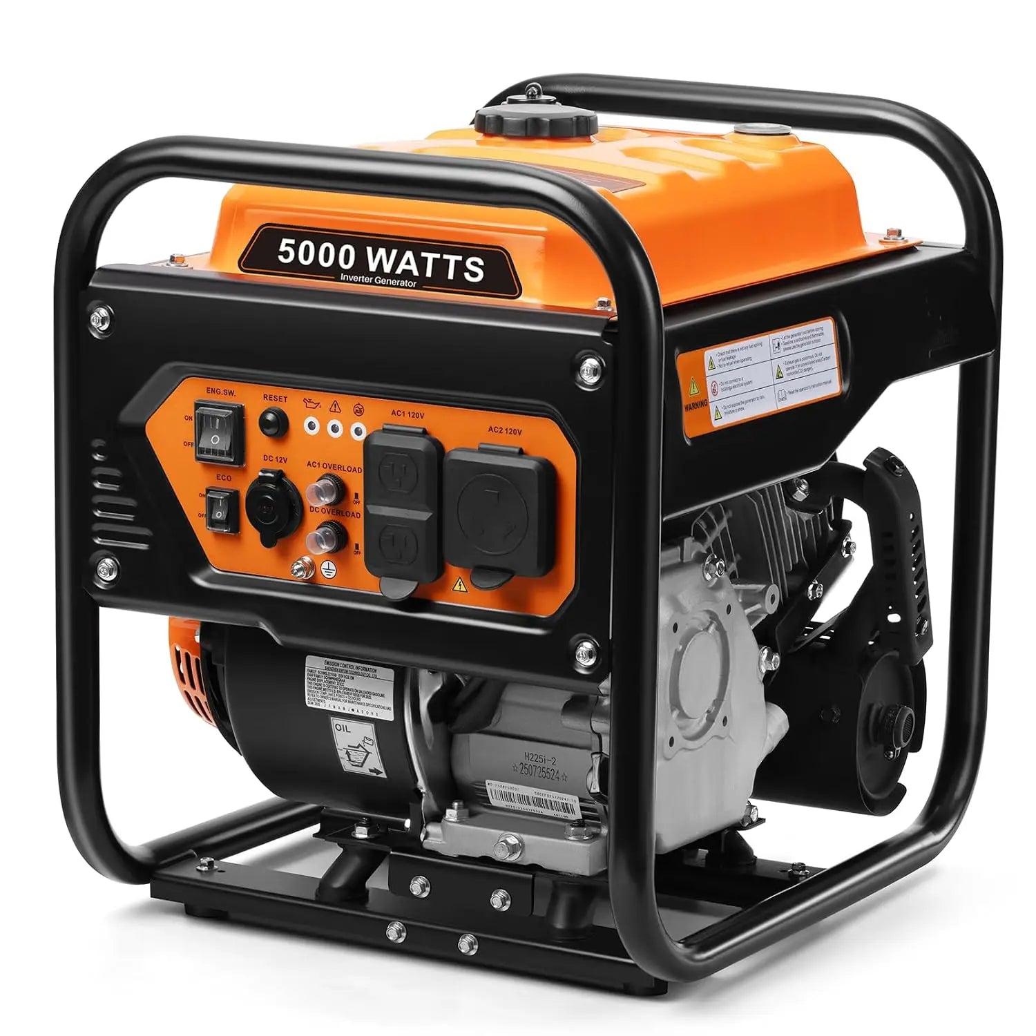 5000-Watts Portable Inverter Generator, Gas Generator for Home Backup, 30A Outlet, RV Ready, ECO Mode, 60Lbs, EPA, Customized