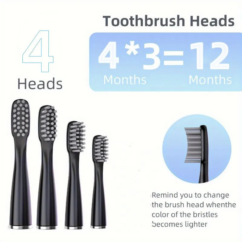 Keep your smile fresh on the go with this portable USB rechargeable electric toothbrush—comes with 6 replaceable brush heads for lasting clean and convenience!
