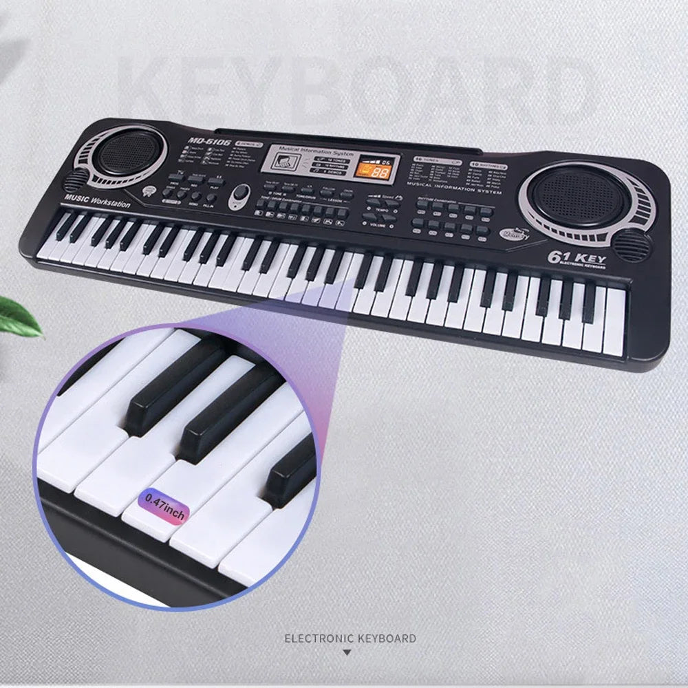 61 Keys Keyboard Piano, Children's Multifunctional Electronic Digital Piano Toys with Microphone, Portable Piano Keyboard