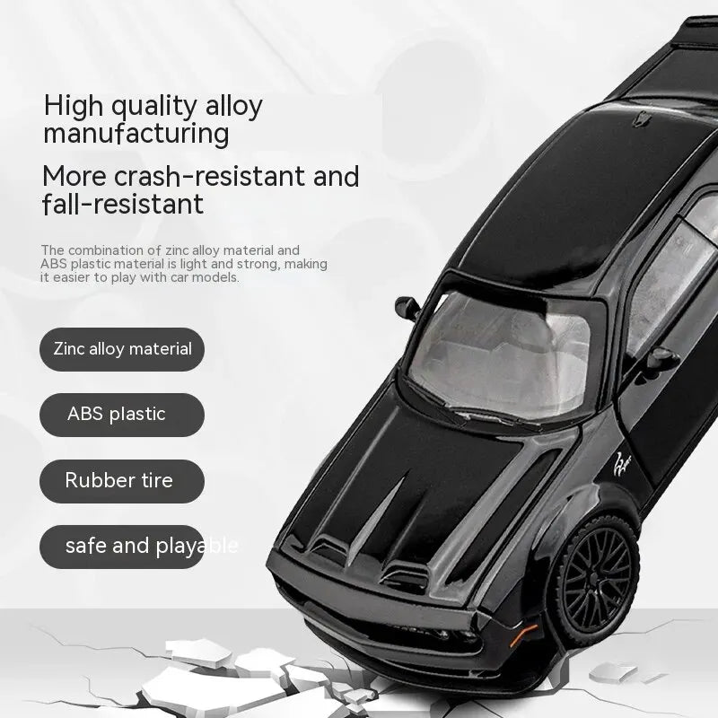 Dodge Challenger Hellcat Toy Car for 1: 32 Scale Die Cast Metel Cars Toy Pull Back Hellcat Model Cars With Sound and Light Hellc