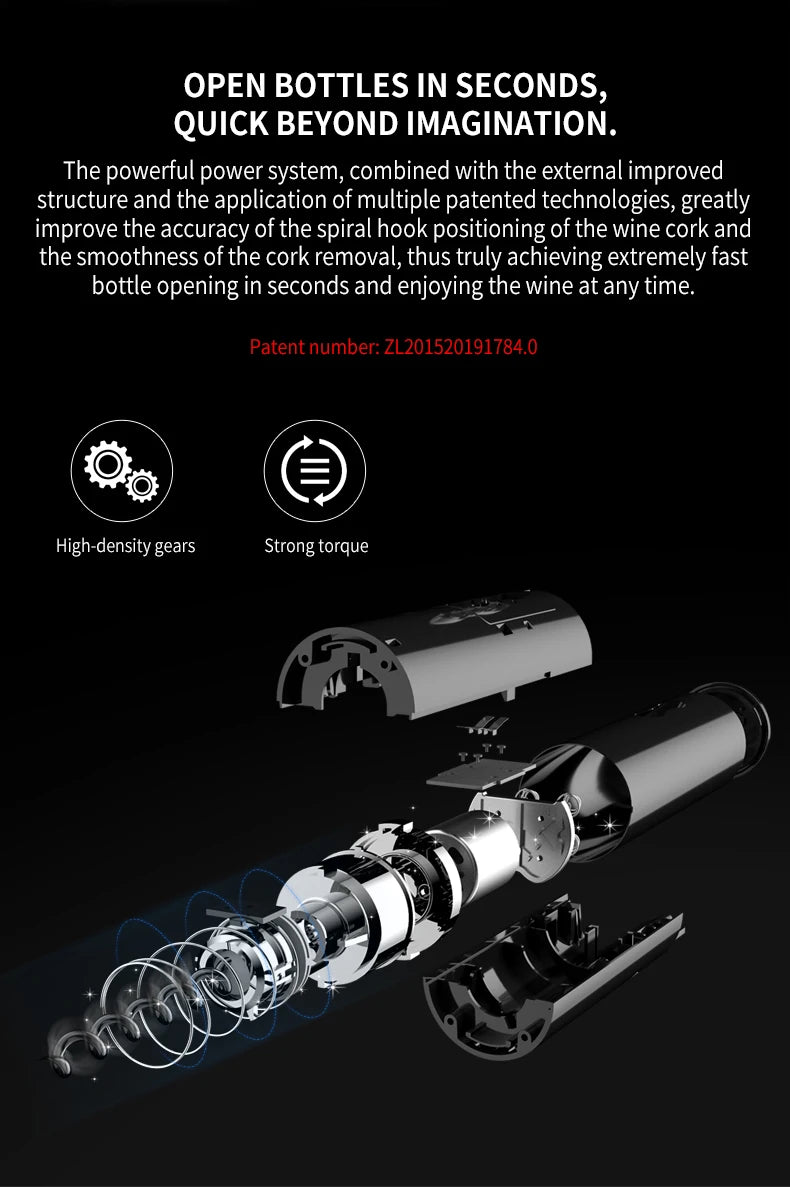 Electric Wine Opener Set Automatic Corkscrew with Aerator Pourer and Foil Cutter for Kitchen Bar Party Gifts