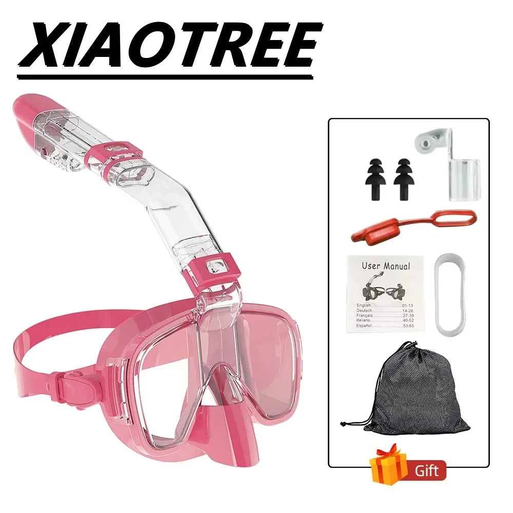 Snorkel and Diving Mask Foldable Anti-Fog Diving Mask Set with Full Dry Top System Adults Diving Goggles Diving Camera Support