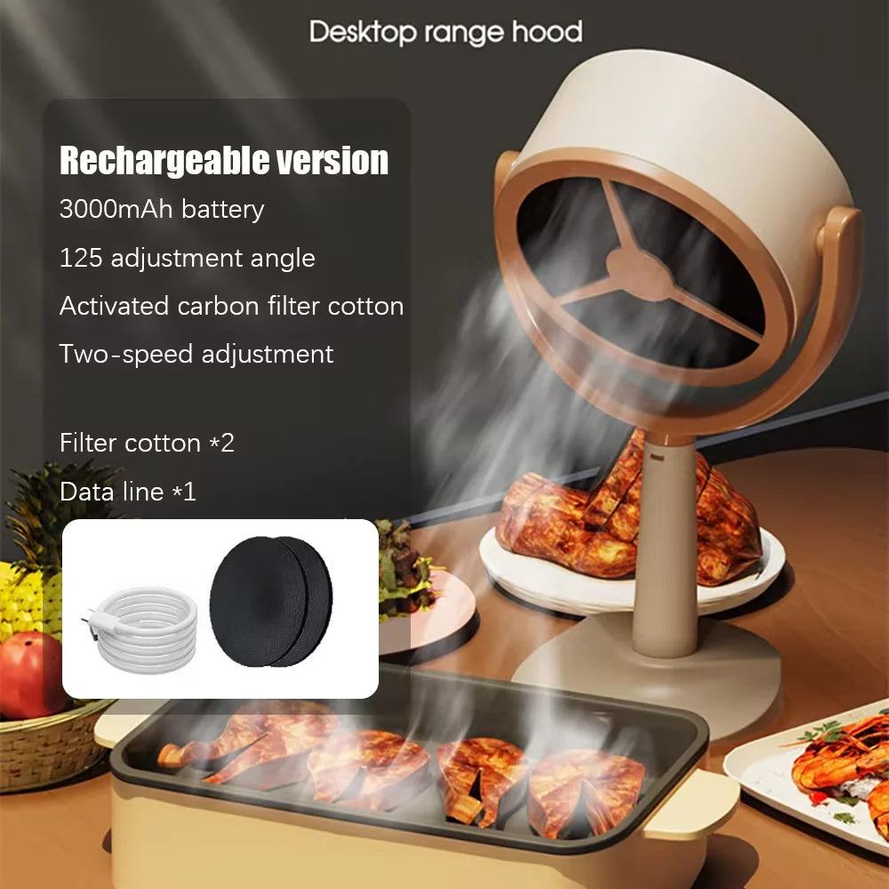 USB Desktop Range Hoods Portable Exhaust Fan Adjustable Angle Small Kitchen Hood Extractor Barbecue Large Suction Cooker Hood