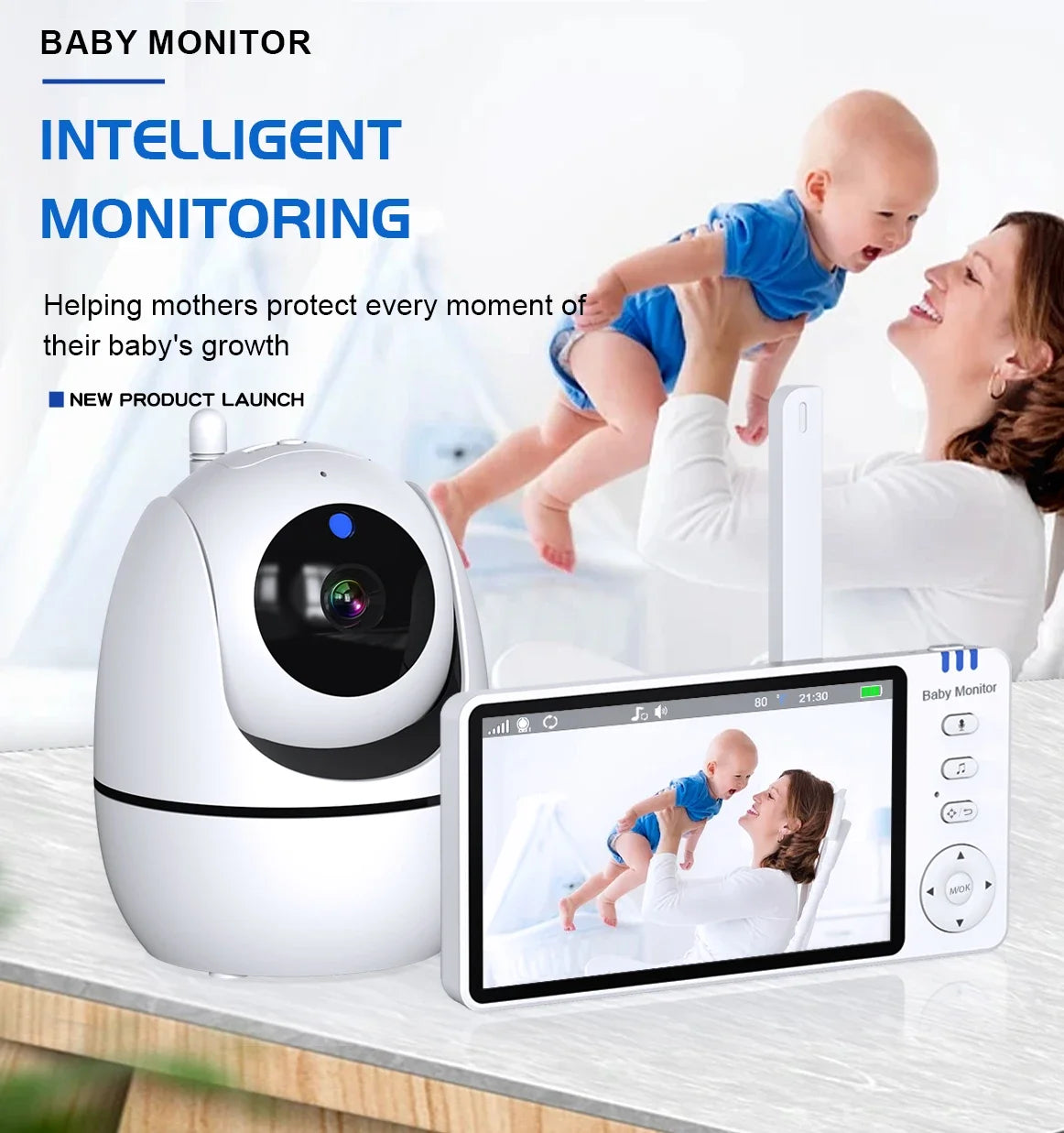 Monitor your little one with ease using this 5.0-inch video baby monitor—featuring a wireless pan-tilt camera, two-way audio, night vision, wake-up, and USB charging for convenience and security!