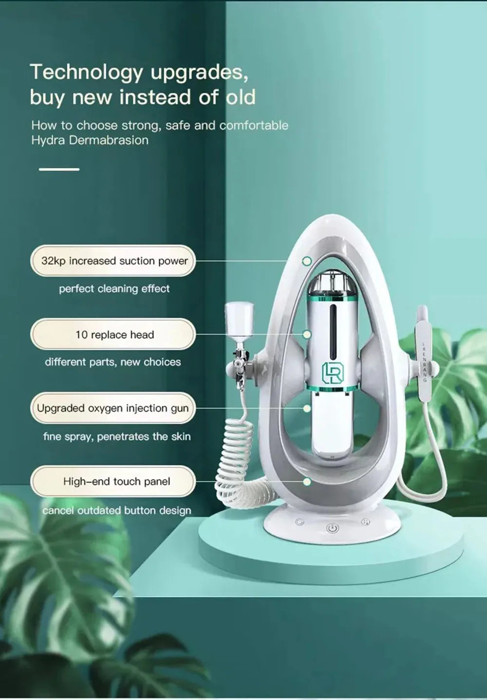 Experience advanced skincare with the new small bubble oxygen injection instrument. This Hydra Dermabrasion device combines Aqua Facial Cleaning, Suction for blackhead removal, and gentle exfoliation for clear, radiant skin.