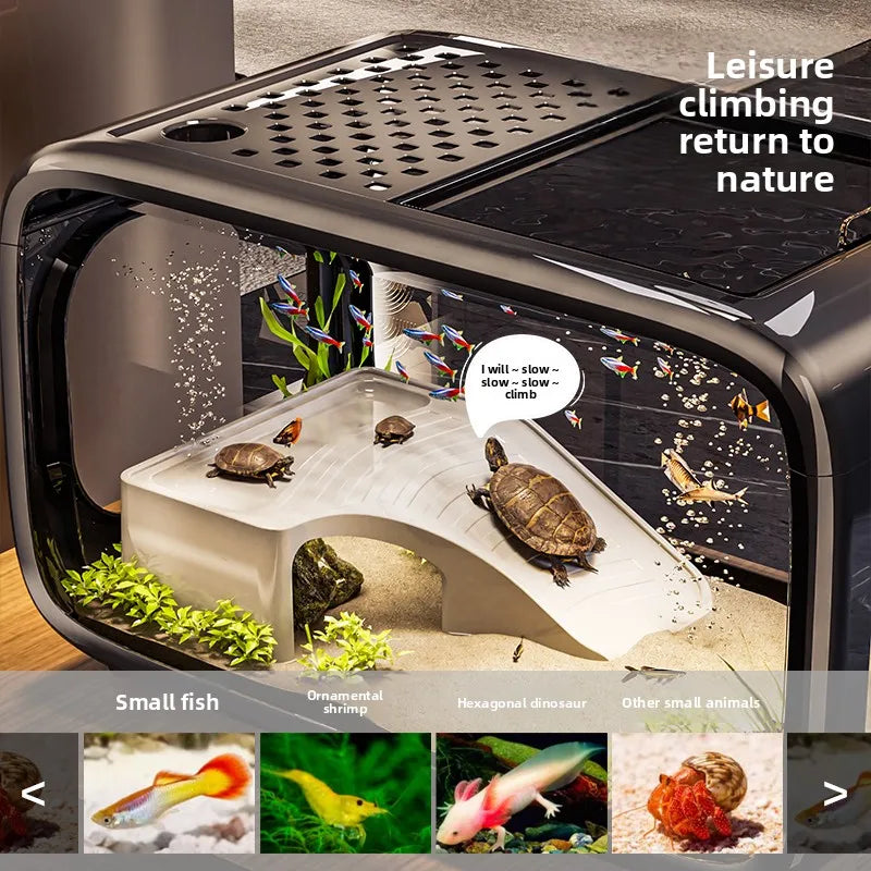 Home Living Room Ornamental Fish Tank Ecological Landscape Filtration Oxygen Generation Aquariums Multi-functional Feeding Tank