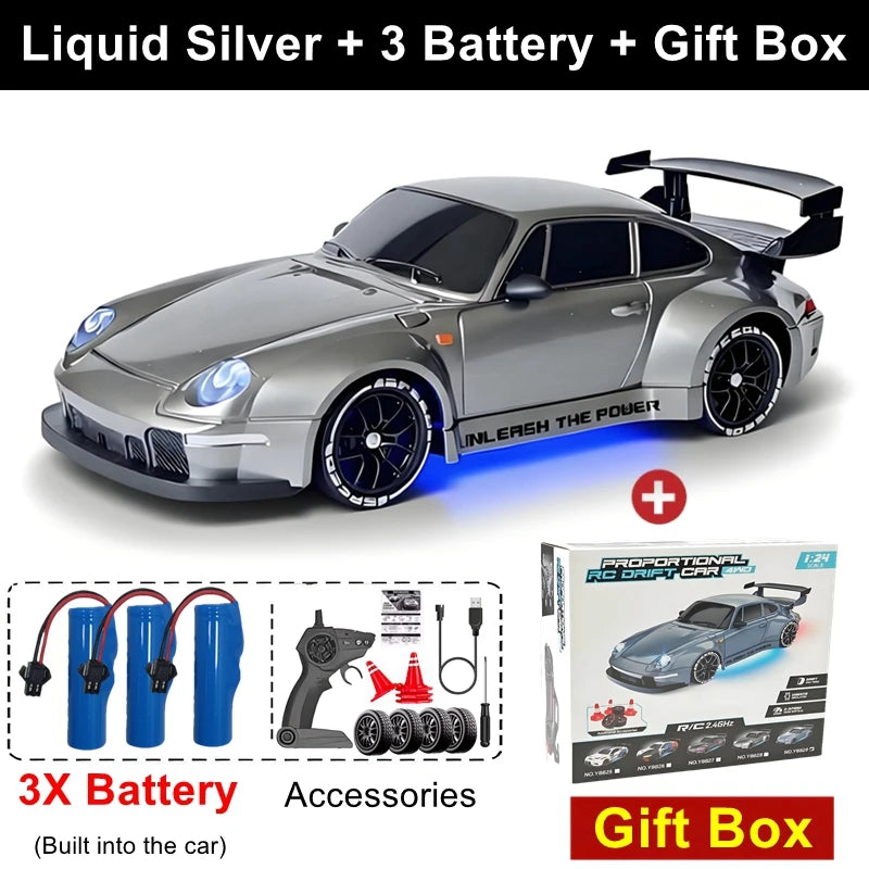 4WD RC Drift Car With LED Light 2.4G Radio 20KM/h High Speed Remote Control Racing Cars Vehicle Model Toy Gift for Boy Girl Kid