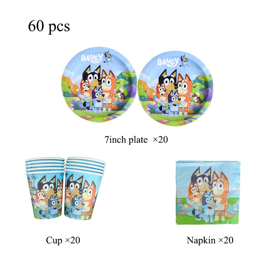 Blue dog Birthday Party Supplies Goodie Bag Stuffers Fillers Tableware Plates Cups Napkins Tablecloth Party Favor Decorations