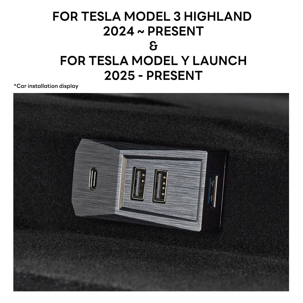 TESY Glovebox USB Hub For Tesla Model YL Y Juniper Launch Model 3 Highland Type-C Port Digital Splitter Docking Station