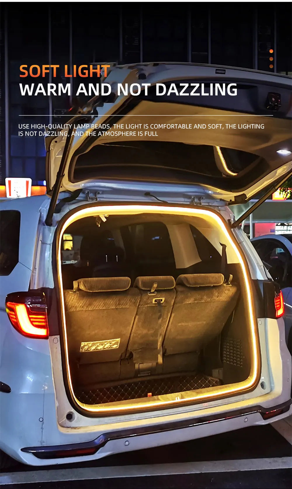 Automatic Led Trunk Light 4.2M Automatic Sensor Car Trunk Light Strip with Dynamic Flowing Illumination for Universal Fit 12V
