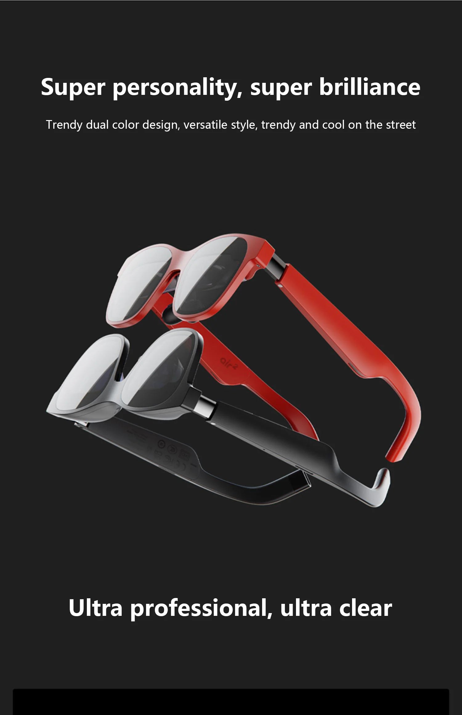 Original XREAL Air 2 Smart AR Glasses 130 Inch Micro OLED Big Screen 120Hz 1080P View for Phone Computer Not VR Virtual Reality