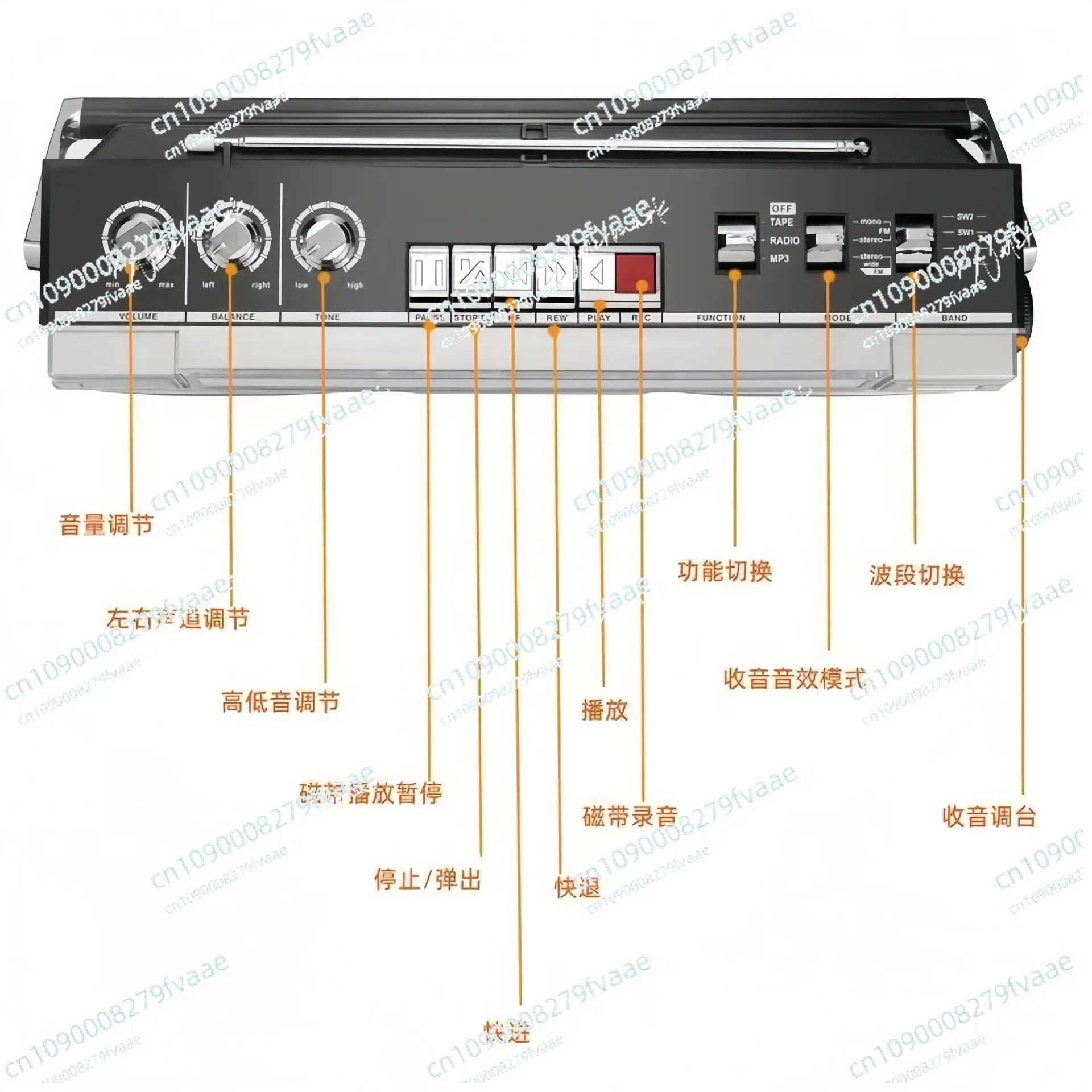 Retro Tape Recorder Dual Speaker Stereo Era Recorder Bluetooth Playback Radio