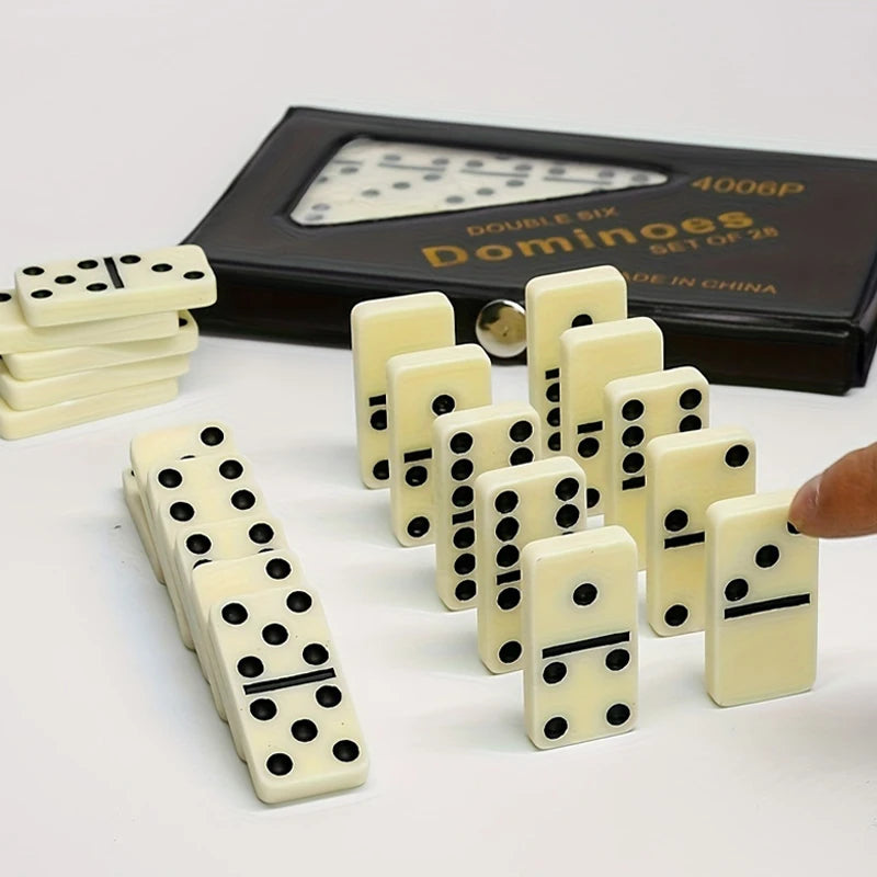 28PCS Double Six Domino Set Entertainment Leisure Travel Fun Table Game Domino Toy Children's Puzzle Toy Gift