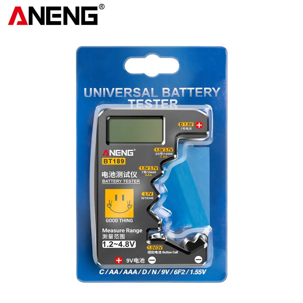 Quickly check your batteries with this universal button cell battery tester—compatible with 9V, N, D, C, AA, and AAA sizes, featuring an easy-to-read LCD display!