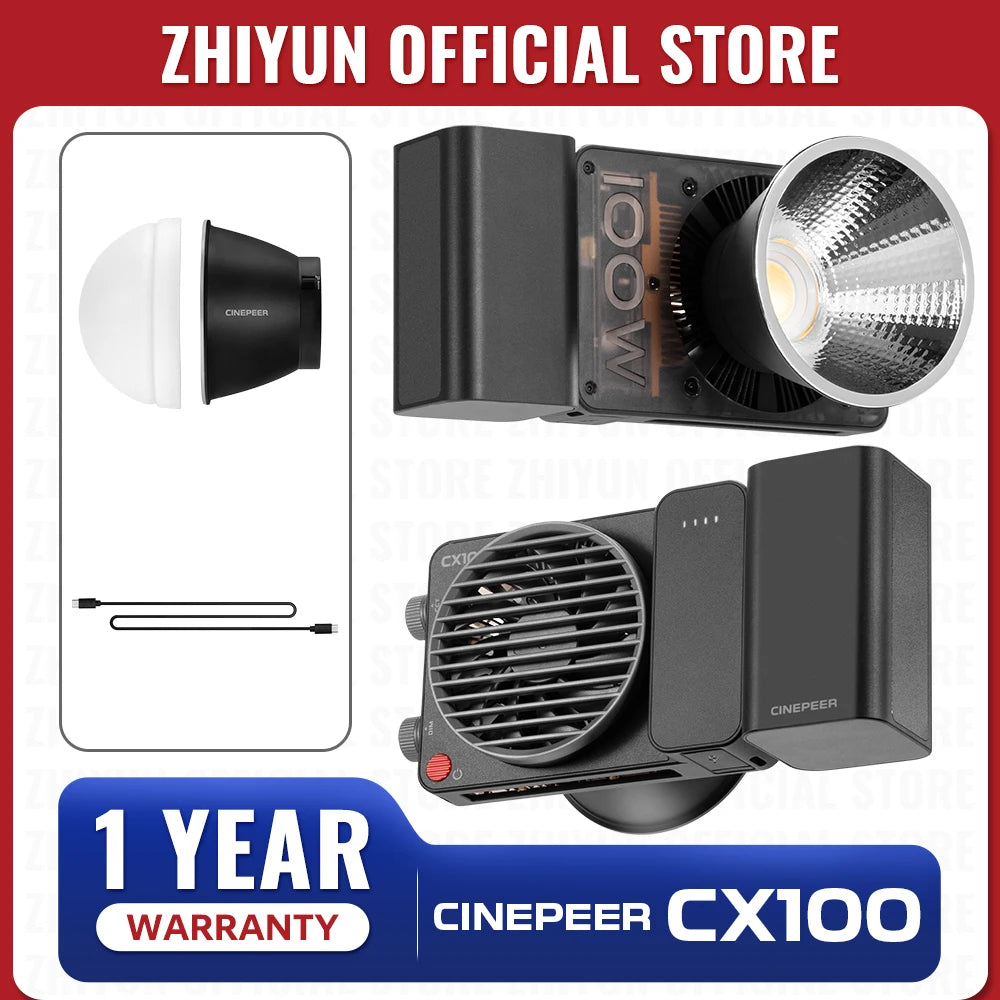 ZHIYUN Official CINEPEER CX100 100W Pocket Video Light Handheld LED COB Light Photography Fill Light For Live Streaming Outdoors