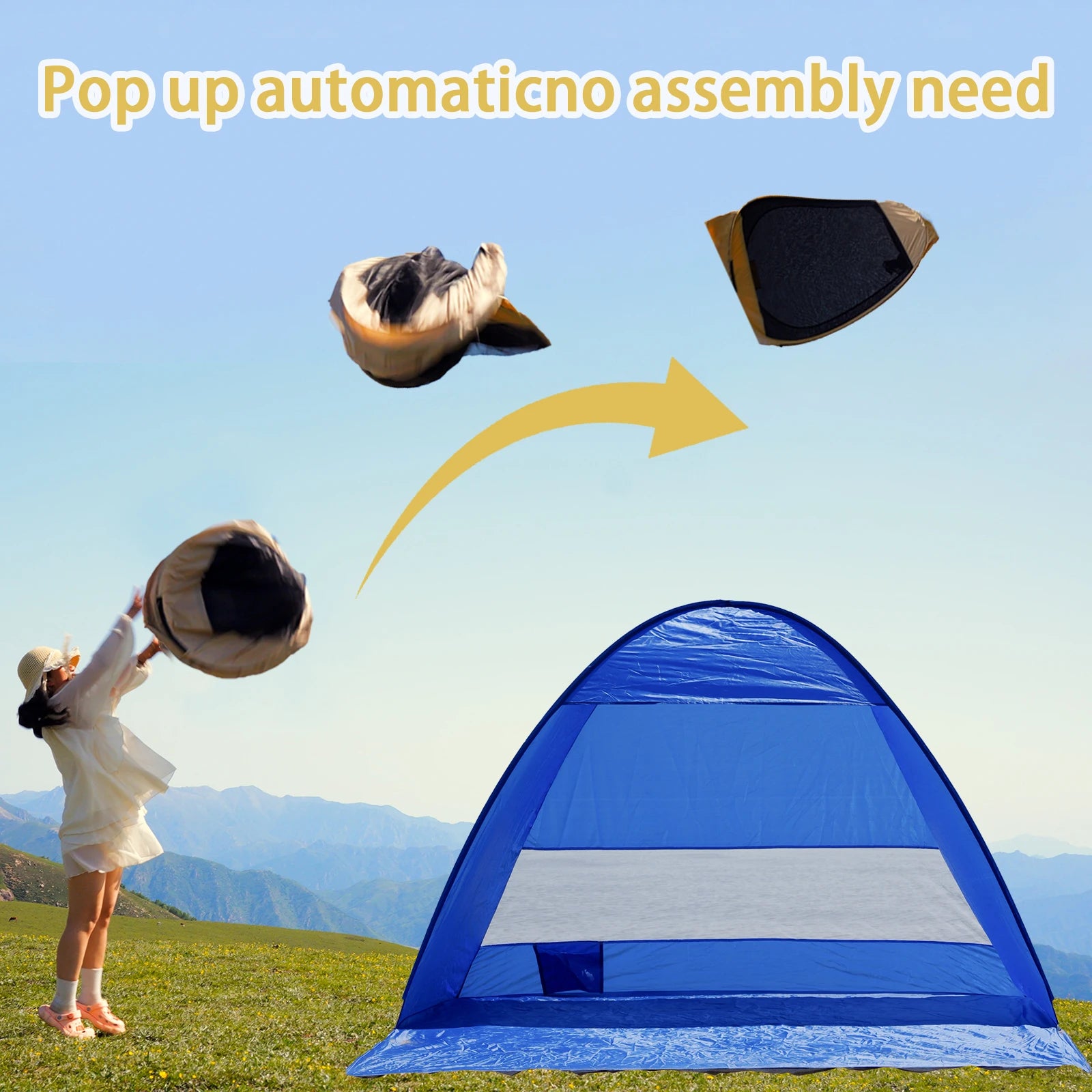 PAKICETUS Lightweight Pop Up Beach Tent with Carry Bag, Quick Setup Sun Shade Shelter Portable Outdoor Cabana Tent for Beach Vacation Outdoor Travel Lovers