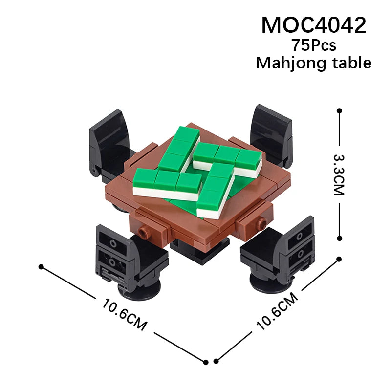 MOOXI City Furniture Bed Computer Desks Billiard Table Mahjong Table DIY Diorama Adult Building Block Set Children Toy MOC Brick