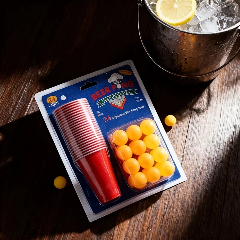 24 PCS Beer Pong Game Cups for Outdoor Drinking Games, Camping Parties, Christmas Bar Game Supplies, Outdoor Leisure Games