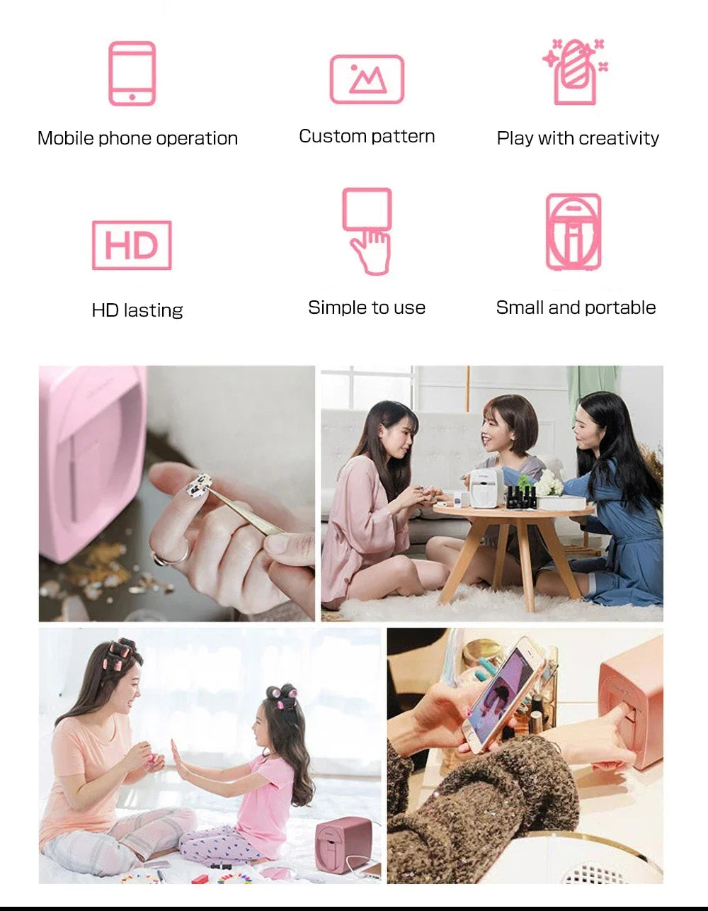 Portable 3D Painted Nail Printer Machine Intelligent Automatic Printing Celebrity Home Nail Machine Artifact With Cartridge