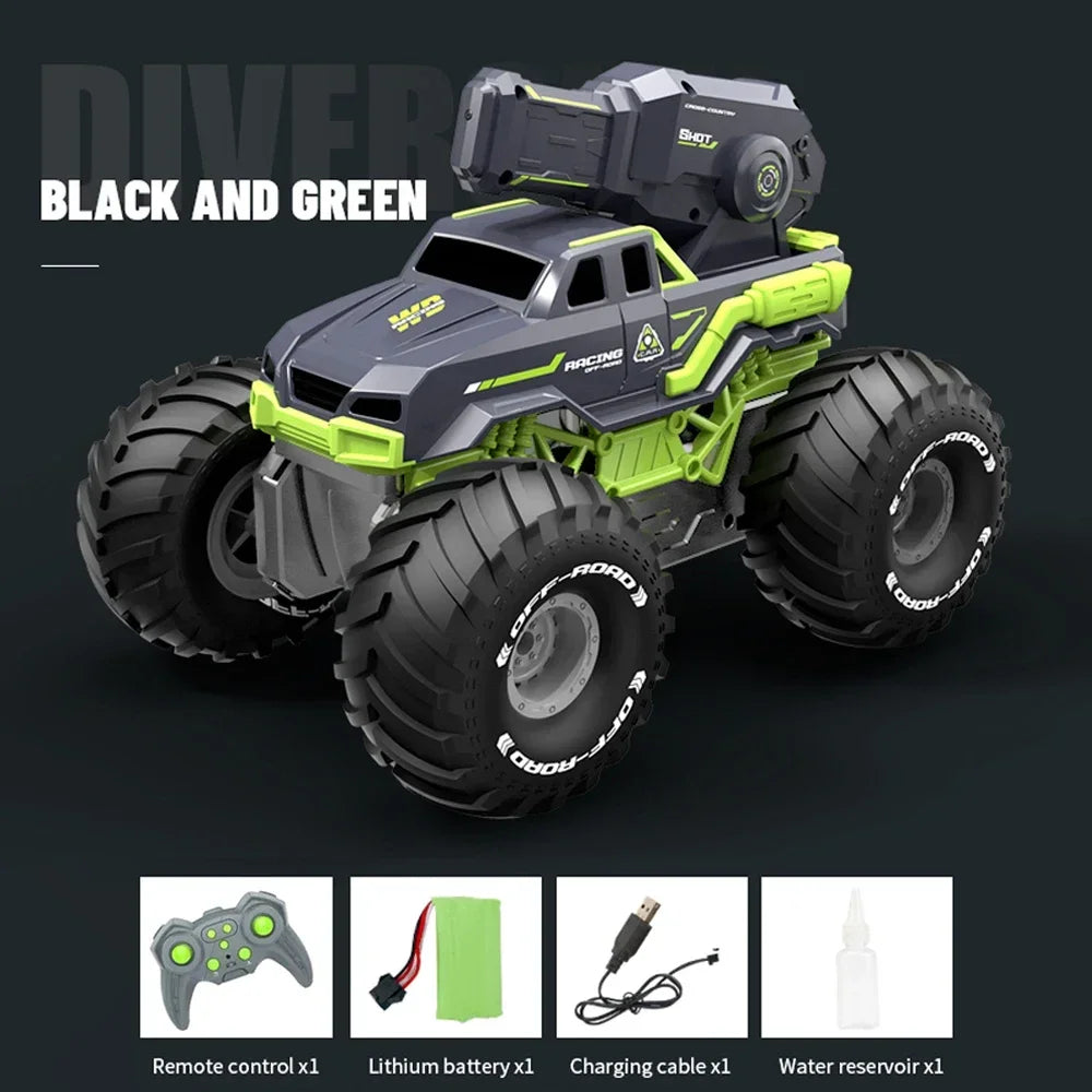 2.4G Self-absorbing High-pressure Water Gun Remote Control Car Amphibious Off-road Vehicle Climbing Stunt Car Water Toys