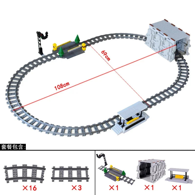 DIY Train Track Combination MOC Railroad Bridge Building Blocks Cross Track Bricks Toys Rail Car Scene Compatible With LEGO