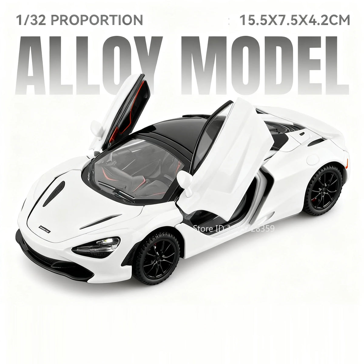 1:32 720S Senna Model Toy Sports Cars Alloy Diecast Sound Light Exquisite Interior Pull Back Supercar Models for Kids Presents