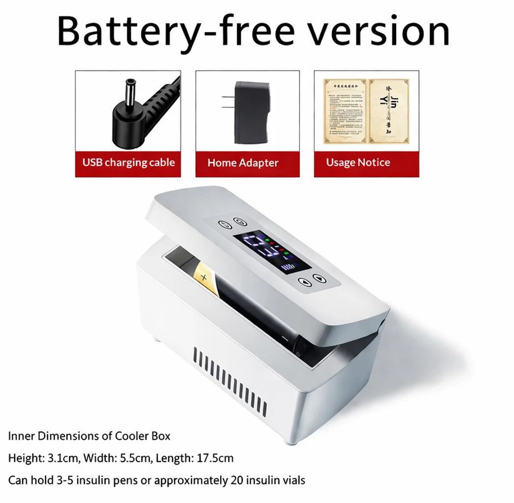 Portable Insulin Cooler Box 0-18°C Mini Fridge USB Rechargeable Travel Case with LCD Display 10200mAh