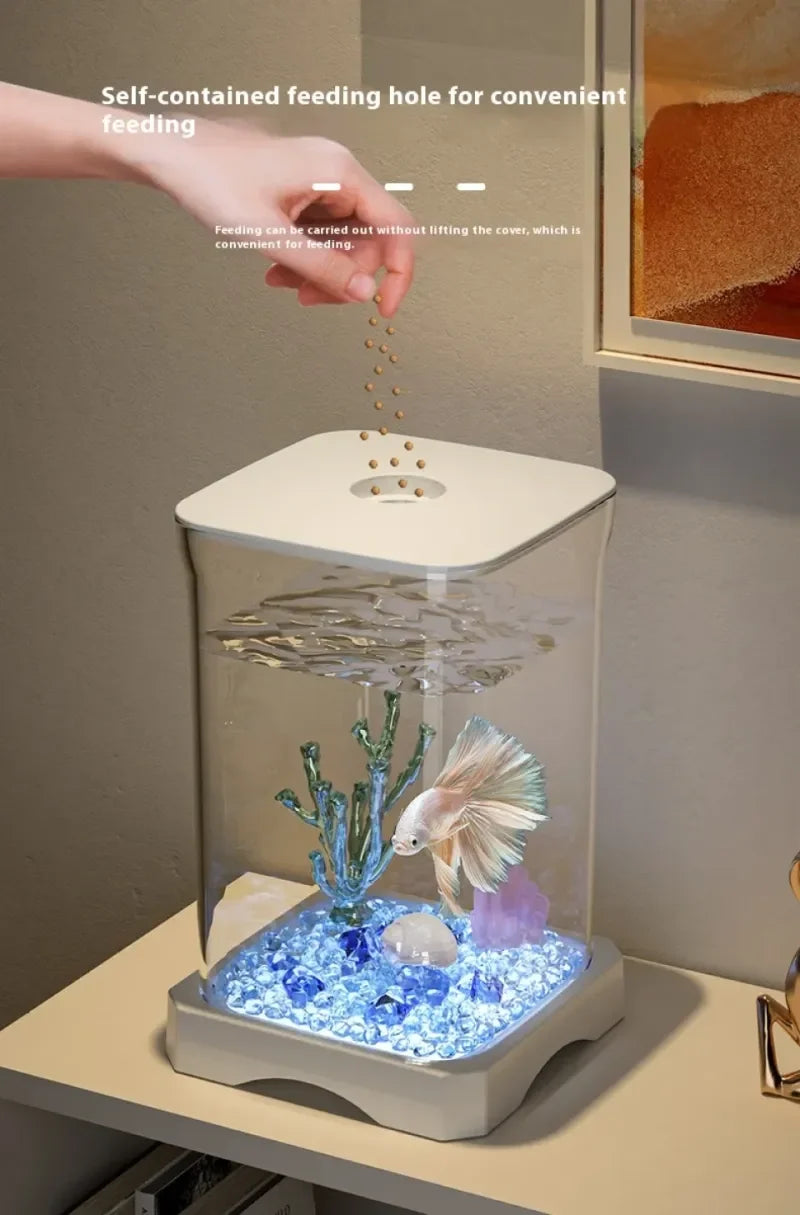4K High-definition Desktop Fish Tank Acrylic Fish Tank Detachable Transparency Small Tank Multipurpose Amphibian Feeding Box