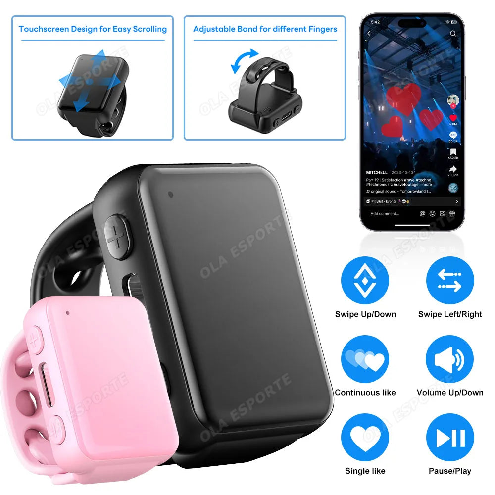 Multifunctional Ring Remote Control Smart Ring Video Camera control, Document remote control,Smartring Men Women for Android IOS