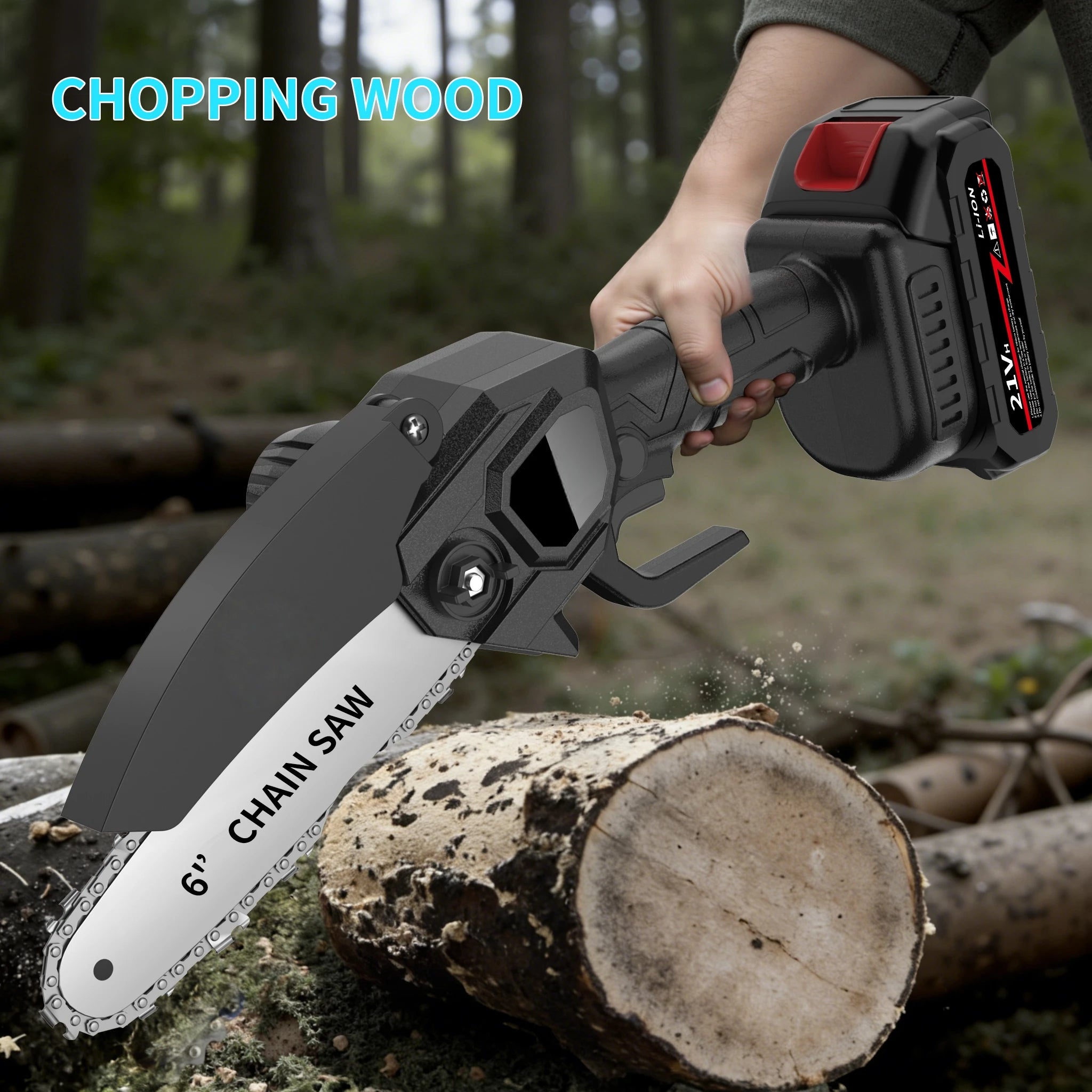 Mini Chainsaw Cordless 6 inch: Electric Chainsaw Battery Powered, Brushless Chain Saw with Auto Oiler, 1/2pcs Battery, Handheld Saw for Tree Branch Wood Cutting,Gardening Tools for Men Dad