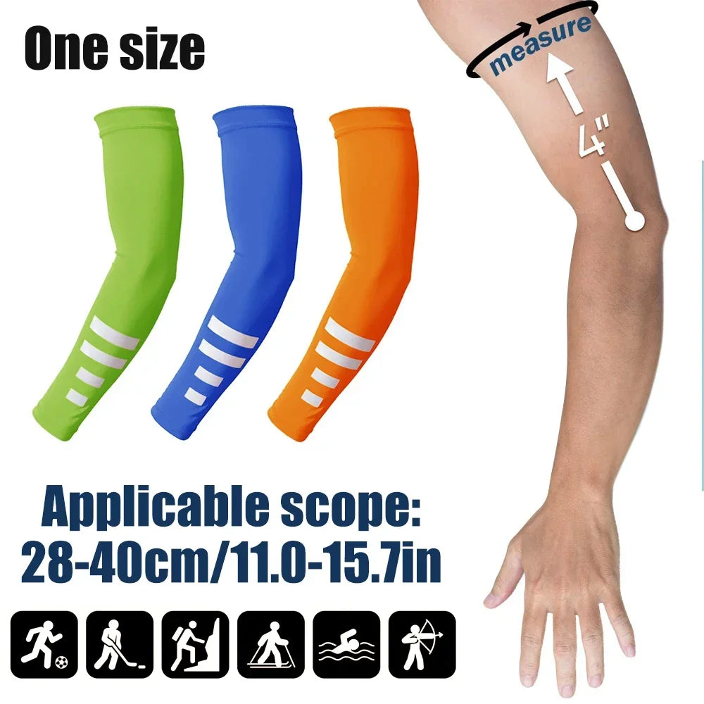 1Pair UV Sun Protection Arm Sleeves for Men Women Reflective Cooling Compression Sleeves Golf Outdoor Sports