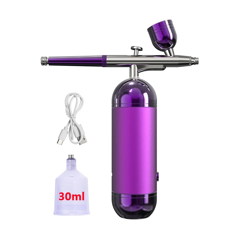 Airbrush Nail Mini Air Brush Nano Oxygen Injector Spray Gun for Nail Art Cake Painting Portable High Pressure Air Compressor
