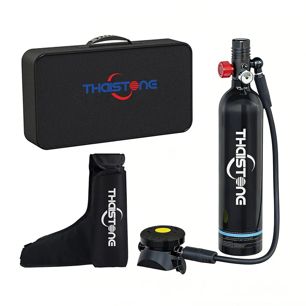 THAISTONE-1L Portable Scuba Diving Tank Underwater Oxygen Cylinder Professional Diving Equipment with Adapter, 15-25 Minutes