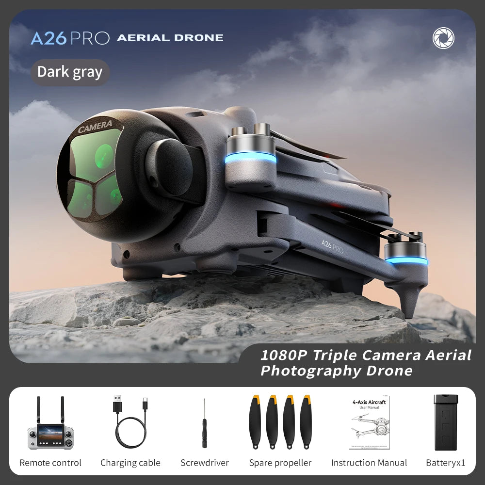 Lenovo A26 Pro GPS Drone 4K HD Excellent Imaging Flagship Triple Camera FPV Brushless Obstacle Avoidance Foldable Quadcopter