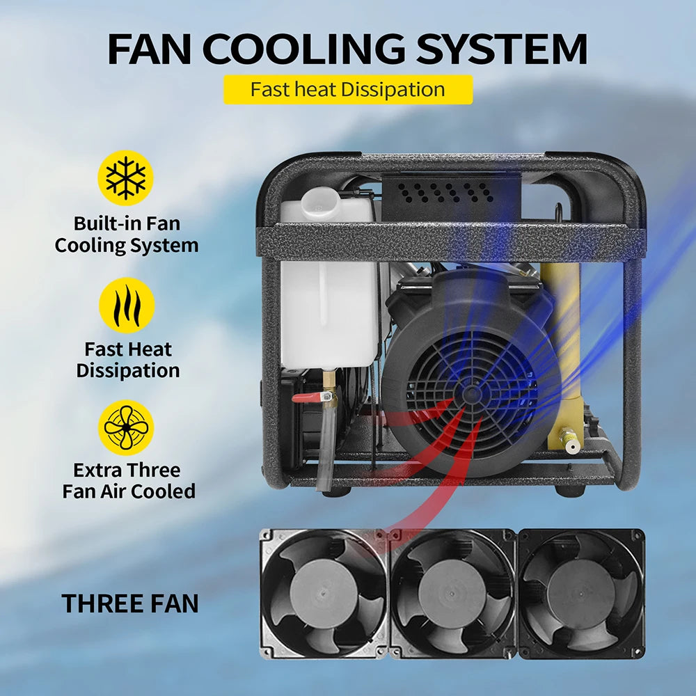 TUXING 4500Psi 300Bar PCP Air  Compressor Diving High Pressure Compressor Built-in Filter Fan Cooling Scuba 6.8L Tank TXEDT032