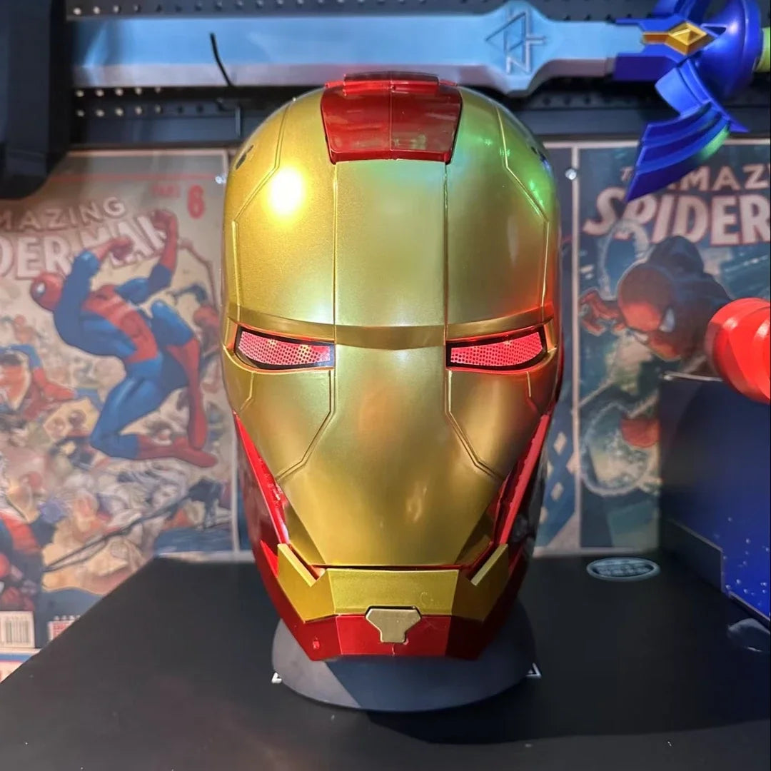 Iron Man MK5 MK45 Electronic Helmet Voice Controlled with Jarvis AI Automatic Faceplate Deformation LED Light Up Collectible fan