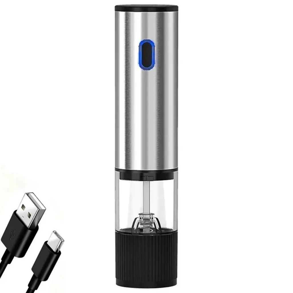1pc/2pcs Electric Salt and Pepper Grinder Automatic Rechargeable Pepper Mill Shakers External Adjustable Coarseness Kitchen