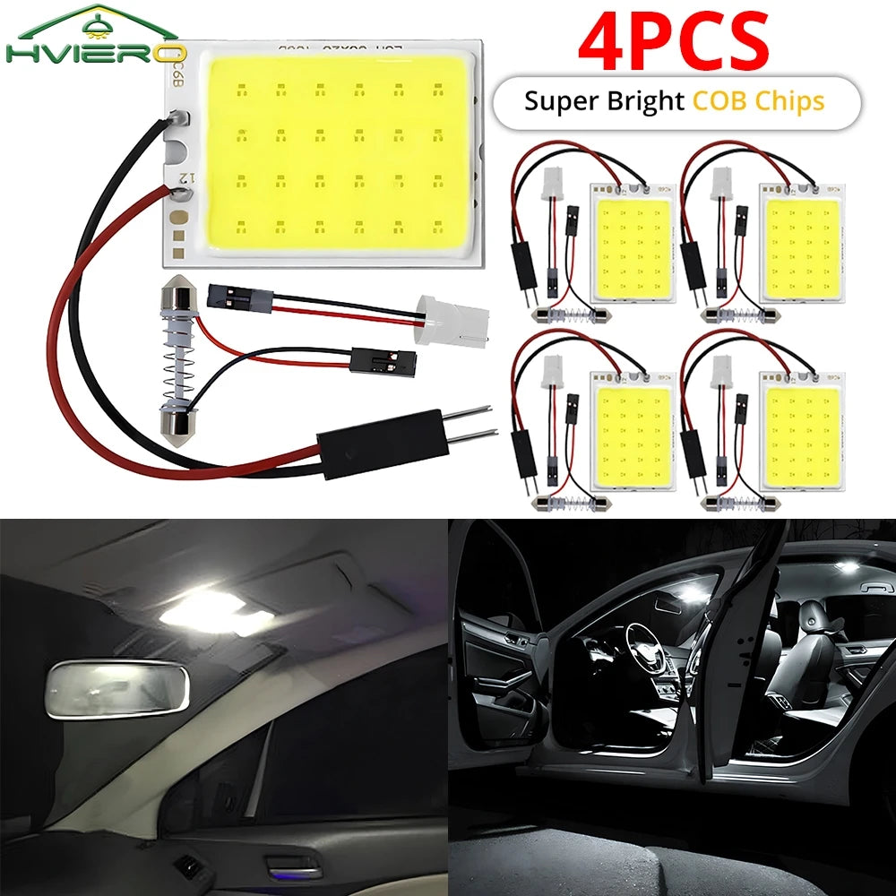 4x Cob 18SMD 24SMD 36SMD 48SMD White T10 W5w Car Led Clearance License Panel Lamp Auto Interior Reading Bulb Trunk Festoon Light