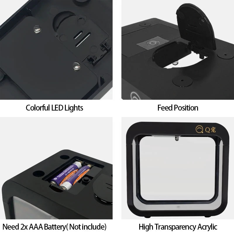 Desktop Transparent Acrylic Fish Tank Plastic Small Goldfish Tank Creative Aquarium with LED Light Decoration (No Batteries)