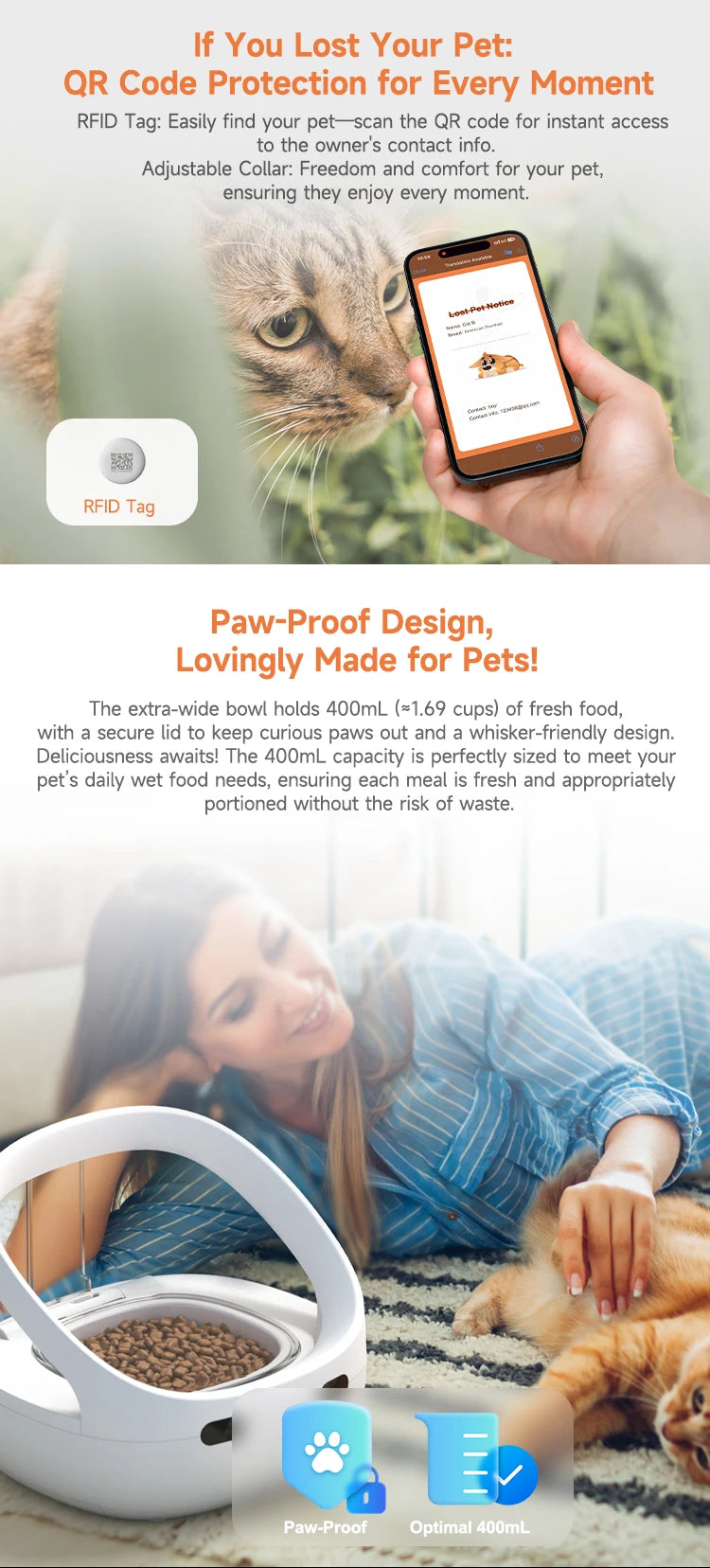 Make feeding time a breeze for multi-pet households with this global version cat and dog feeder—controlled easily with the handy app!