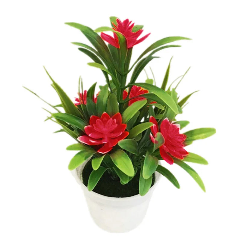 Artificial Flowers Plant Pot Simulate Fake Plastic Flowers Home Office Decor Gift Desktop Bonsai Wedding Party Balcony Ornaments