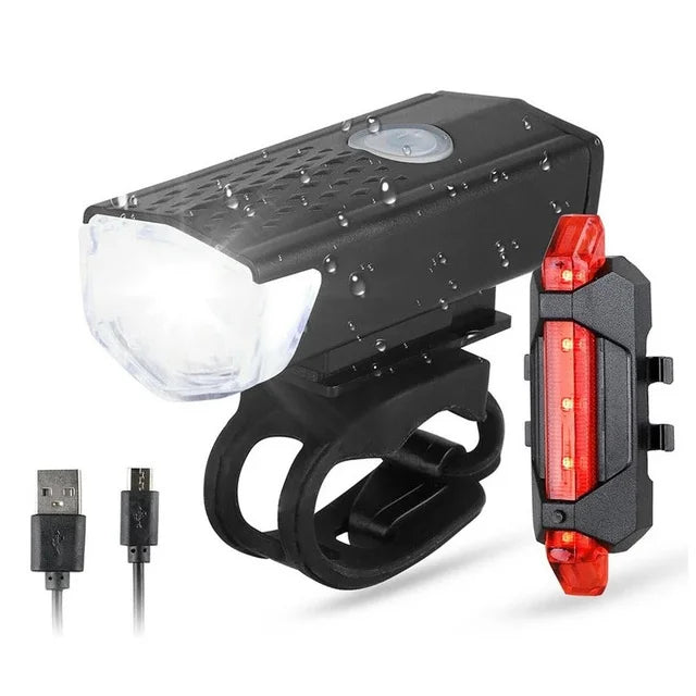 USB Rechargeable Bike Light Front Light Red Taillight Easy to Install 3 Modes Bicycle Accessories for the Bicycle