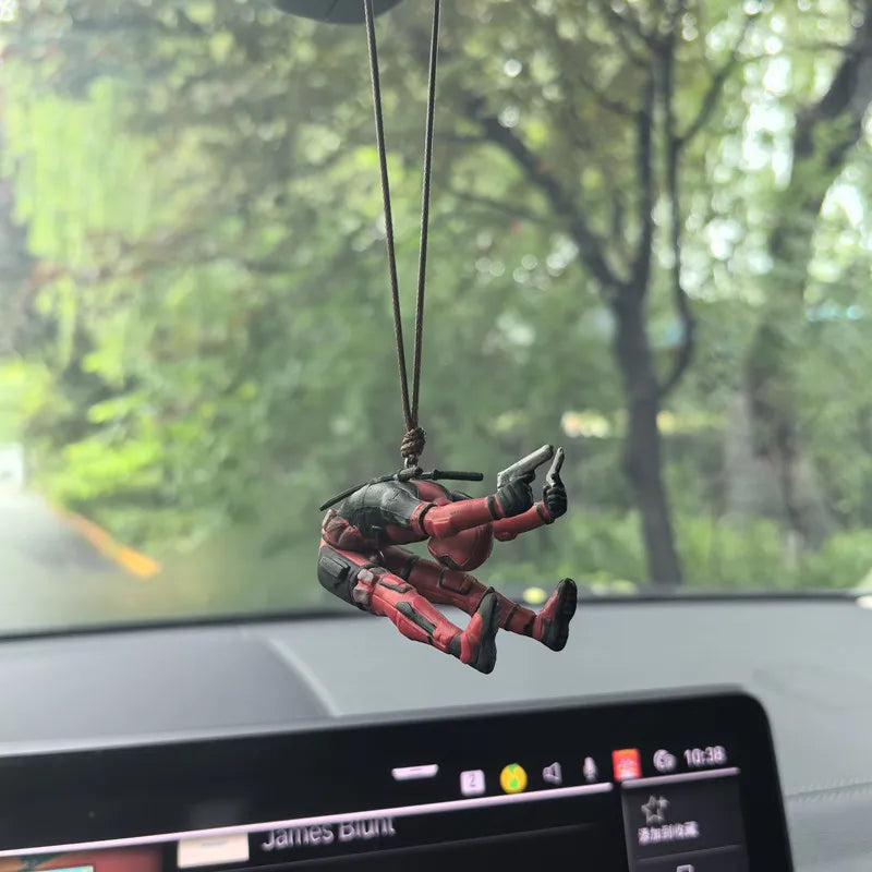 NWE Marvel Deadpool Car Rearview Mirror Pendant Reading Deadpool Car Pendant Mini Model Toy Action Figure New Hot Christmas Gift