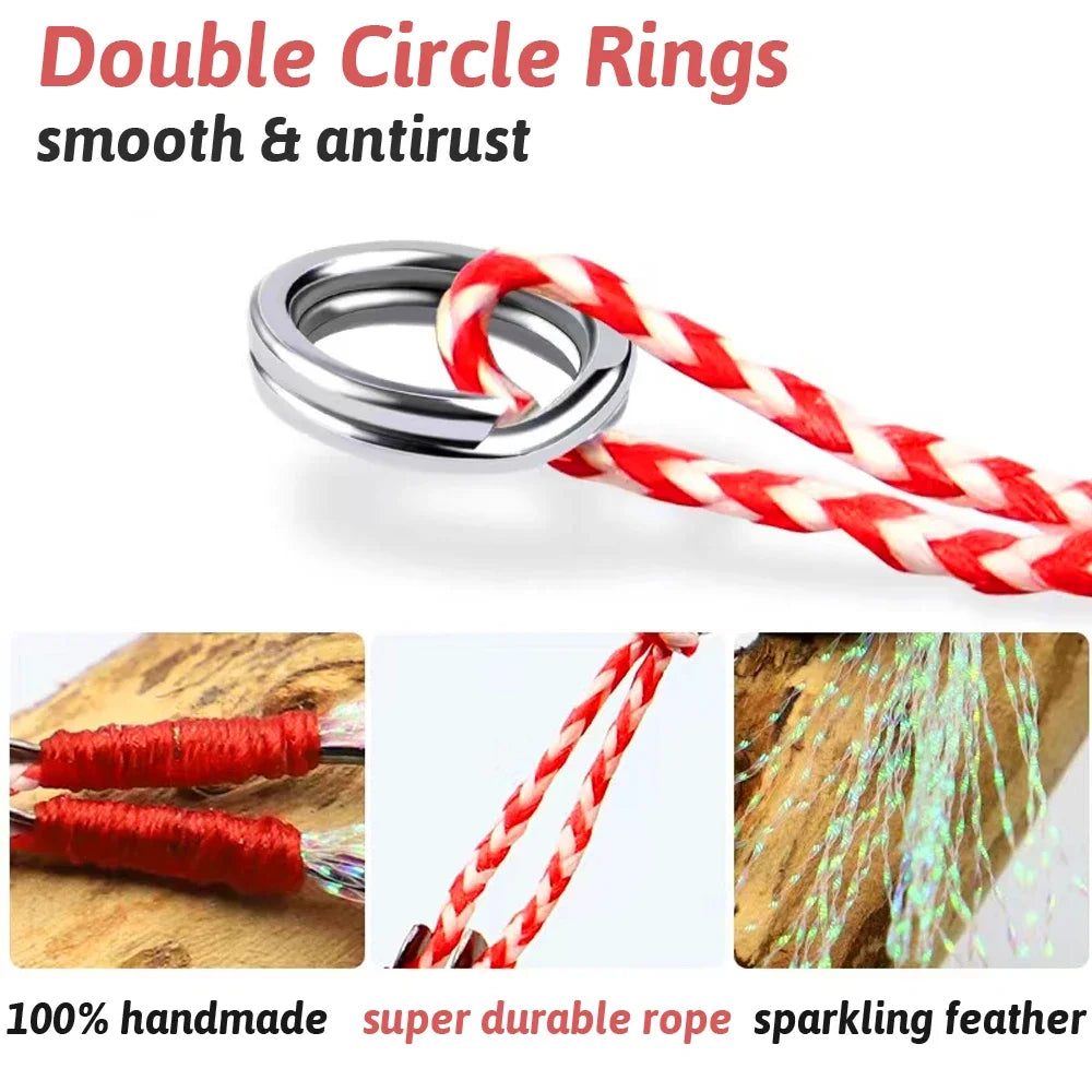 Cast Jig Assist Hook 10PCS/Lot High Carbon Steel Angle Barbed Thread Feather Lake Fishing Tackle Slow Jigging Sea Pesca Fishhook