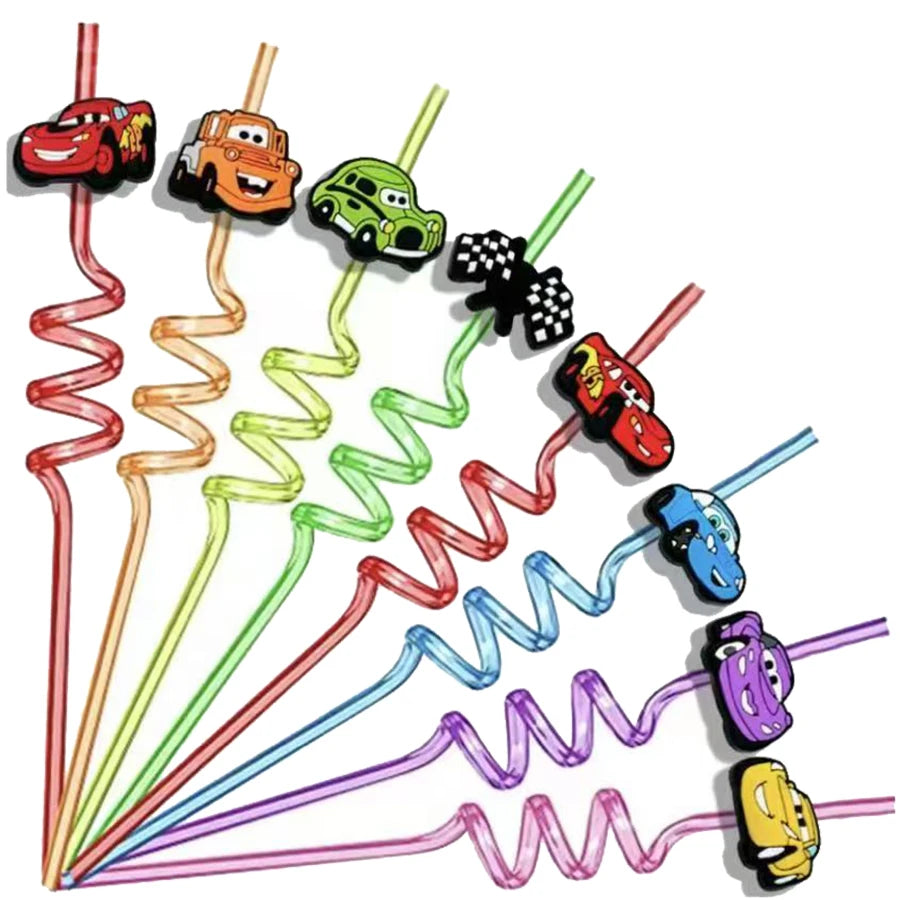 Cars Theme Birthday Party Decoration Tableware Banner Tablecloth Gift Bag Paper Plates Party Favors Toy Set Stamps Bracelets