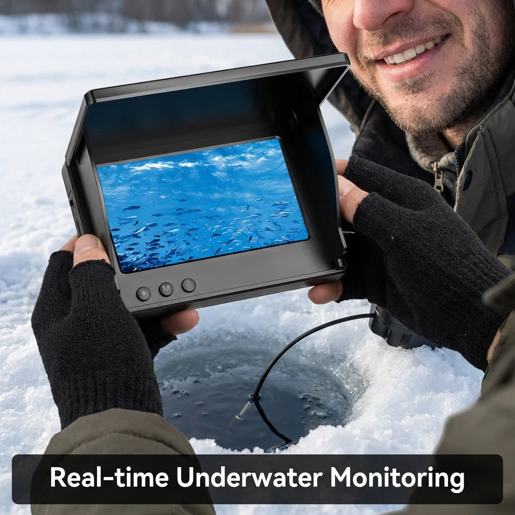 4.3" HD Underwater Fishing Camera,  Portable Fish Finder with Monitor With Night Vision Lights for Lake Boat Ice Fishing