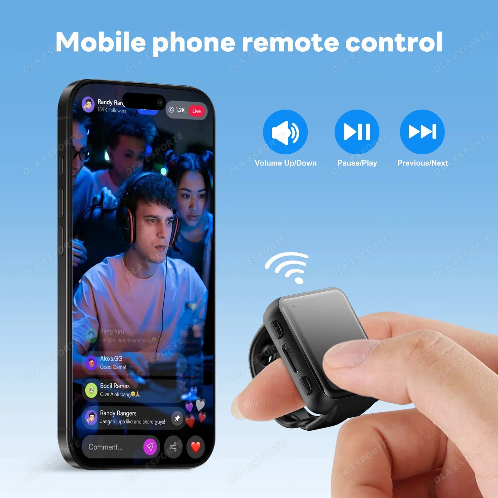 Multifunctional Ring Remote Control Smart Ring Video Camera control, Document remote control,Smartring Men Women for Android IOS